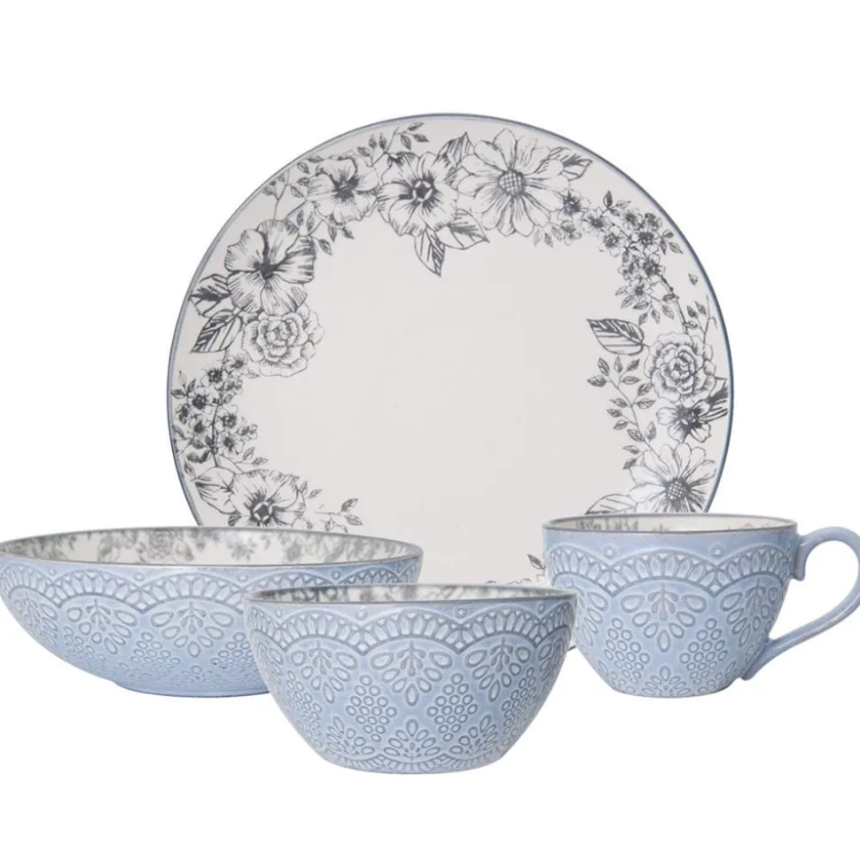 Gabriela Gray 16 Piece Dinnerware Set, Service for 4