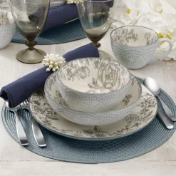 Gabriela Gray 16 Piece Dinnerware Set, Service for 4