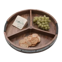 Galvanized Band Lazy Susan Platter with Removable Dividers, 16 Inch