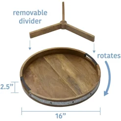 Galvanized Band Lazy Susan Platter with Removable Dividers, 16 Inch