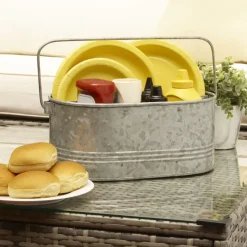 Galvanized Metal Flatware Caddy