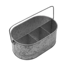 Galvanized Metal Flatware Caddy
