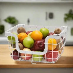 General Store White Stacking And Nesting Wire Organization Basket