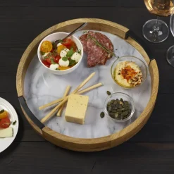 Gray Marble Lazy Susan Serve Tray