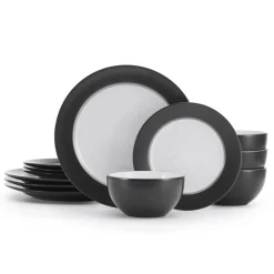 Grayson Charcoal 12 Piece Dinnerware Set, Service for 4