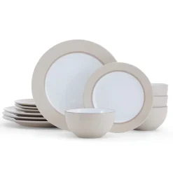Grayson Taupe 12 Piece Dinnerware Set, Service for 4