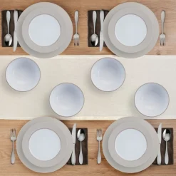 Grayson Taupe 12 Piece Dinnerware Set, Service for 4