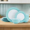 Grayson Teal 12 Piece Dinnerware Set, Service for 4