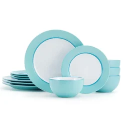 Grayson Teal 12 Piece Dinnerware Set, Service for 4