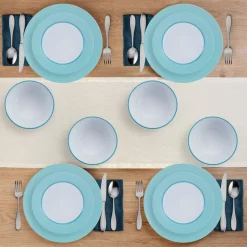 Grayson Teal 12 Piece Dinnerware Set, Service for 4