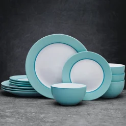 Grayson Teal 12 Piece Dinnerware Set, Service for 4