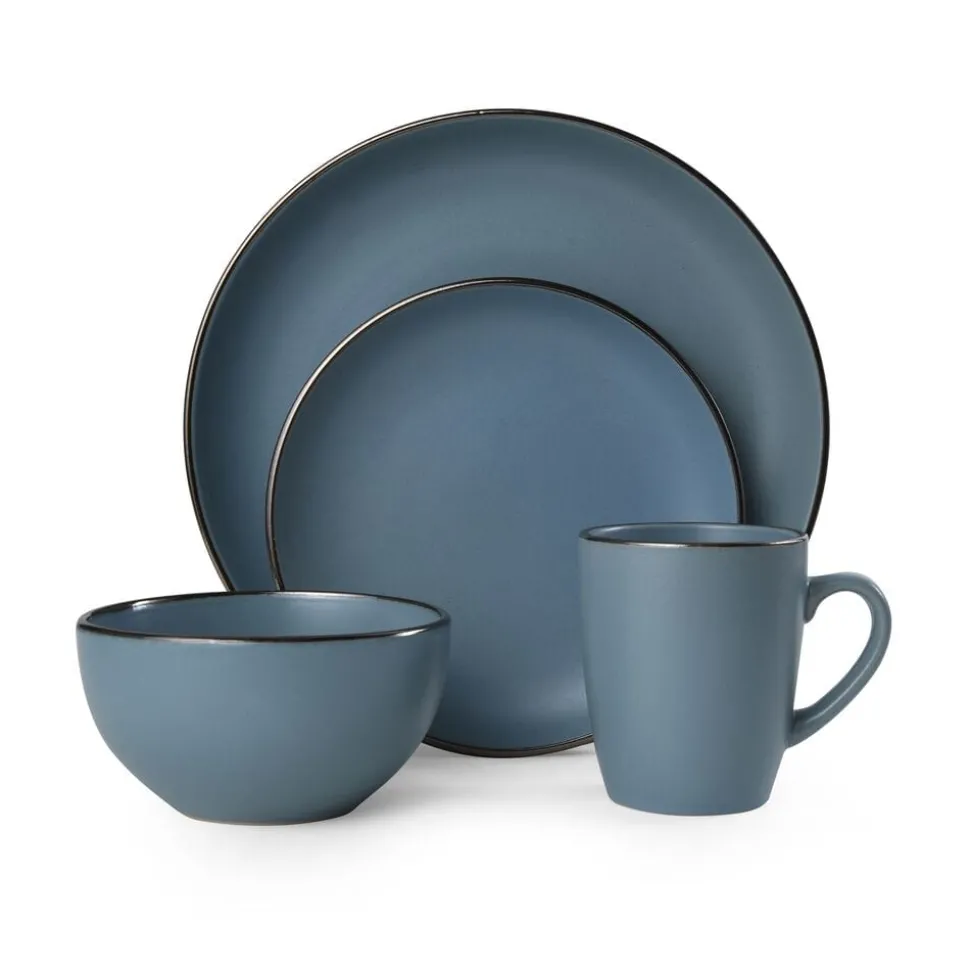 Hadlee Blue 16 Piece Dinnerware Set, Service for 4