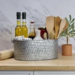 Hammered Galvanized Metal Caddy