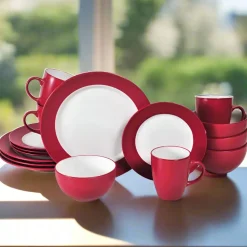 Harmony Red 16 Piece Dinnerware Set, Service for 4