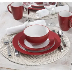Harmony Red 16 Piece Dinnerware Set, Service for 4