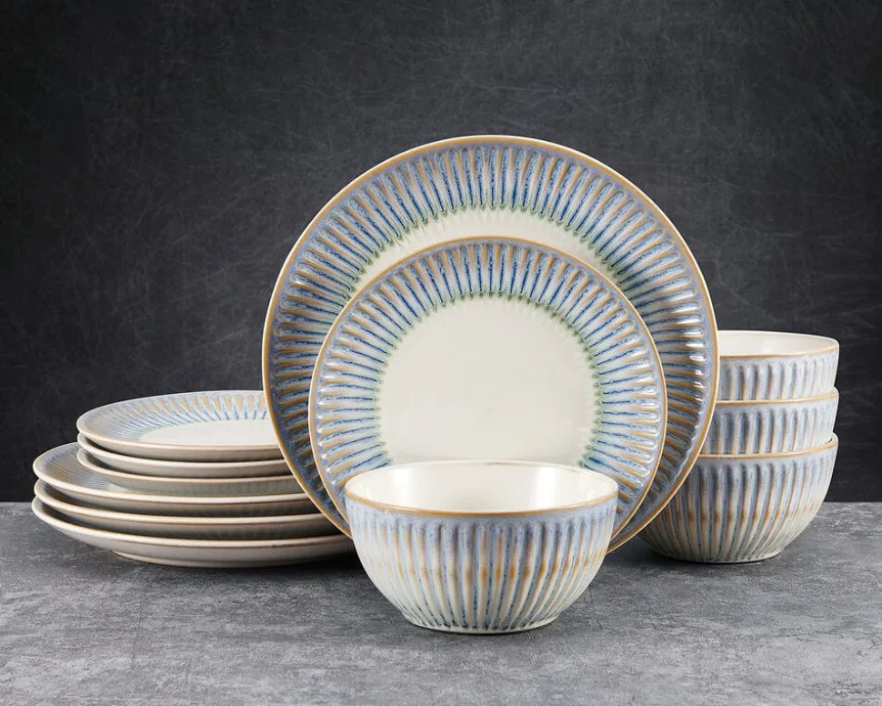 Hensley Blue 12 Piece Dinnerware Set, Service for 4