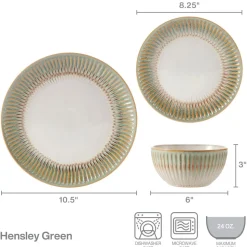 Hensley Green 12 Piece Dinnerware Set, Service for 4