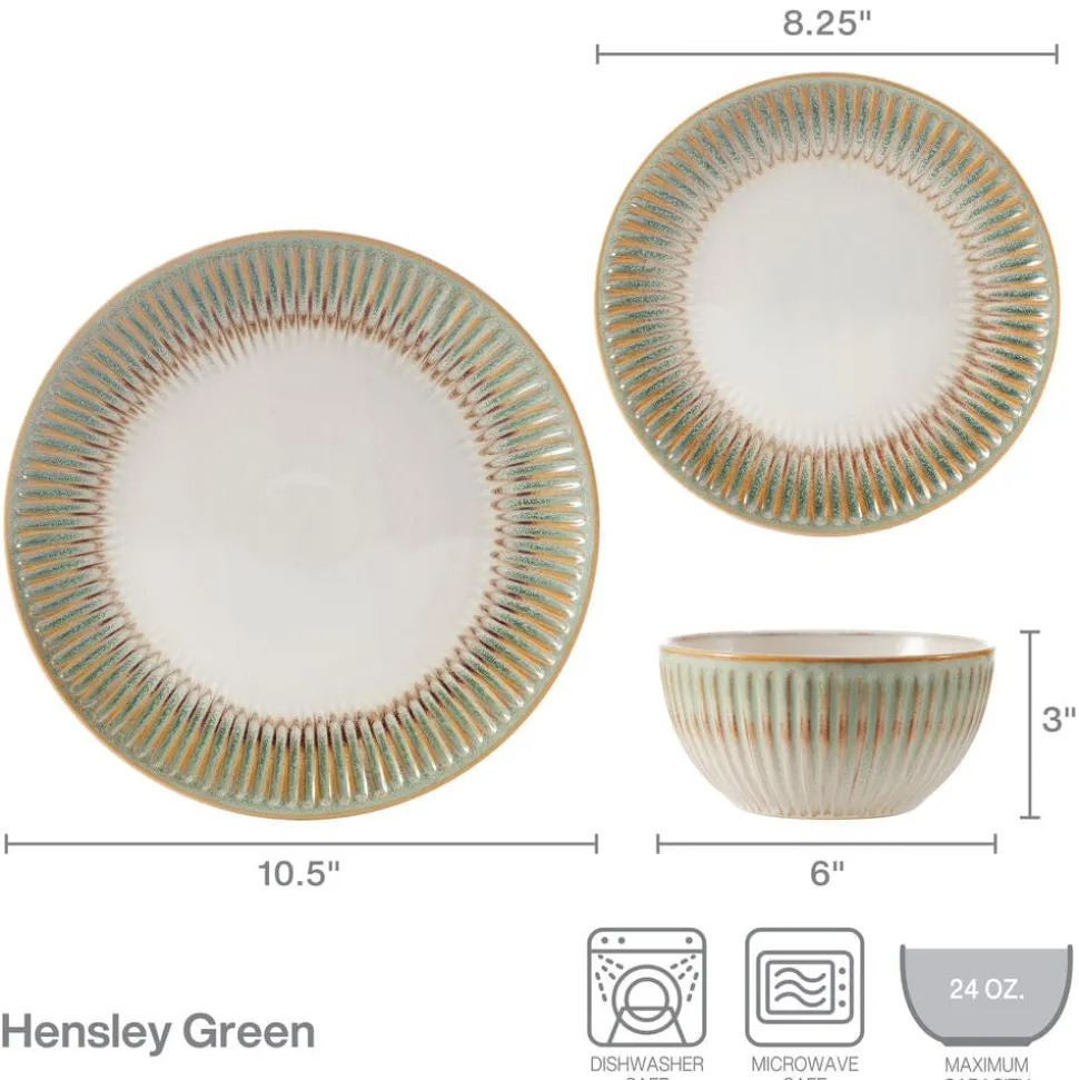 Hensley Green 12 Piece Dinnerware Set, Service for 4