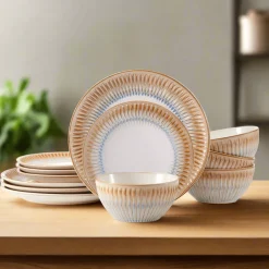 Hensley Taupe 12 Piece Dinnerware Set, Service for 4