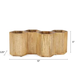 Hex Wood Flatware Storage Caddy
