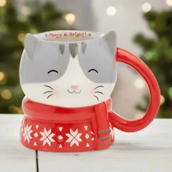 Holiday Cat Figural Mug