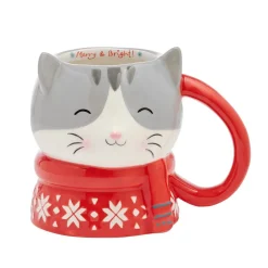 Holiday Cat Figural Mug