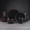 Hunter Black 16 Piece Dinnerware Set, Service for 4