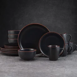 Hunter Black 16 Piece Dinnerware Set, Service for 4