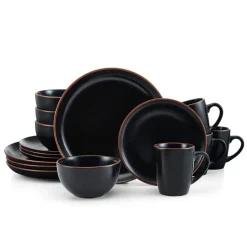 Hunter Black 16 Piece Dinnerware Set, Service for 4
