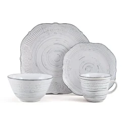 Isabella Gray 16 Piece Dinnerware Set, Service for 4