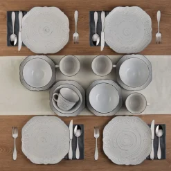 Isabella Gray 16 Piece Dinnerware Set, Service for 4
