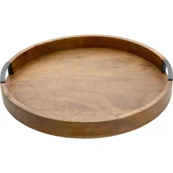 Lazy Susan Mango Wood Serve Tray, 18 Inch