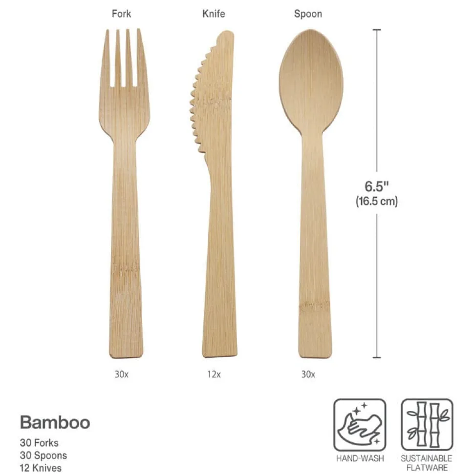 Let's Eat 72 Piece Bamboo Flatware Set
