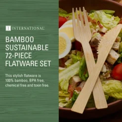 Let's Eat 72 Piece Bamboo Flatware Set