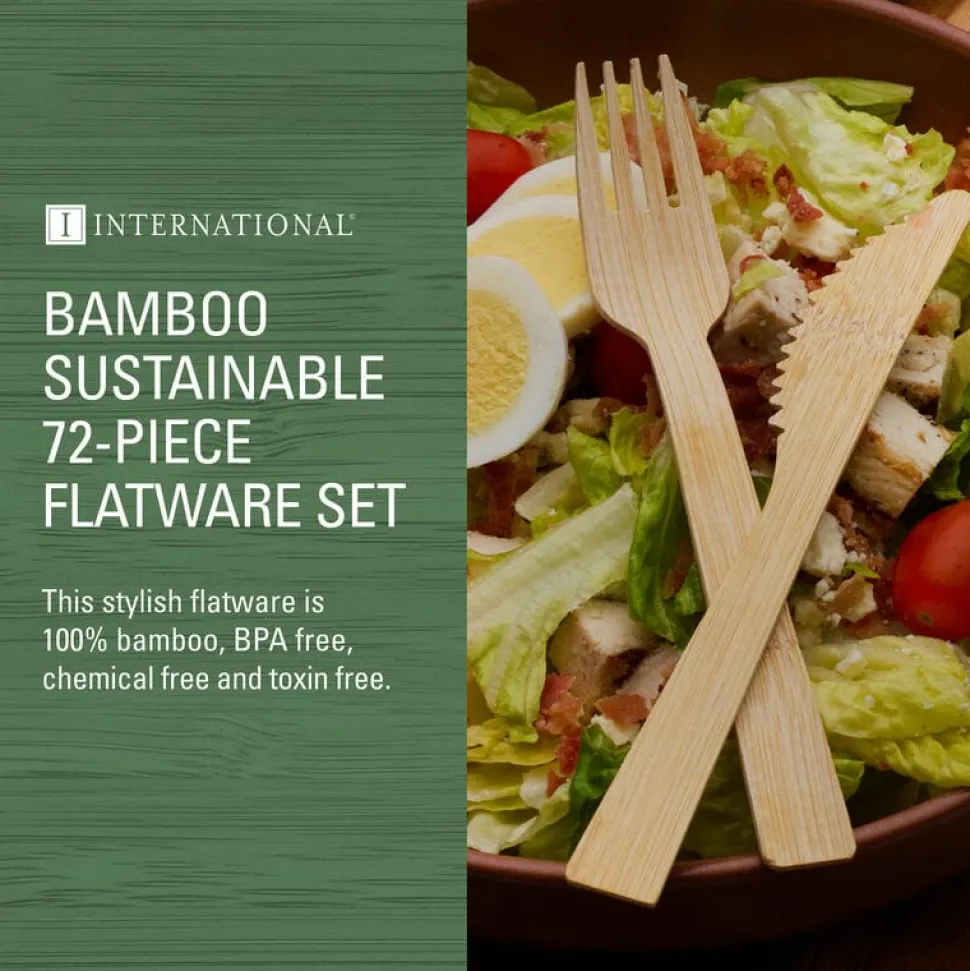 Let's Eat 72 Piece Bamboo Flatware Set