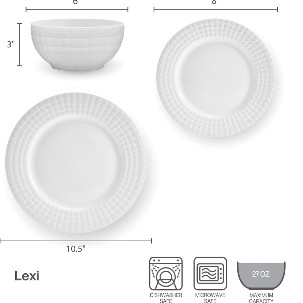 Lexi 12 Piece Dinnerware Set, Service for 4