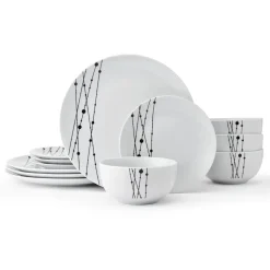 Linear Symphony 12 Piece Dinnerware Set, Service for 4