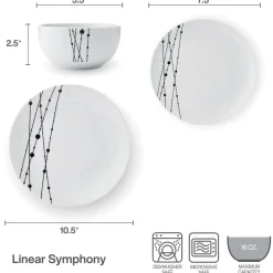 Linear Symphony 12 Piece Dinnerware Set, Service for 4