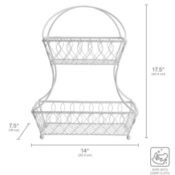 Loop And Lattice 2 Tier White Flatback Storage Basket