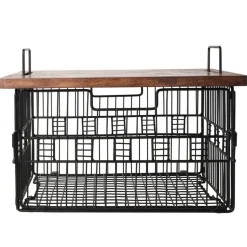 Madam Grid Stacking and Nesting Basket with Mango Wood Lid