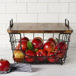 Madam Stacking And Nesting Basket with Acacia Lid