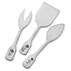 Matte Floral 3 Piece Cheese Spreader Set