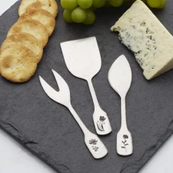 Matte Floral 3 Piece Cheese Spreader Set