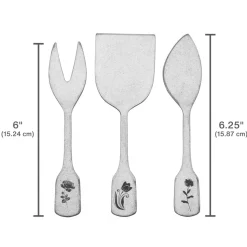 Matte Floral 3 Piece Cheese Spreader Set
