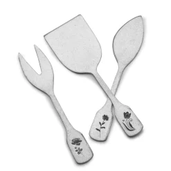 Matte Floral 3 Piece Cheese Spreader Set