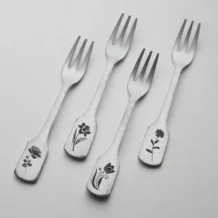 Matte Floral Set of 4 Appetizer Forks