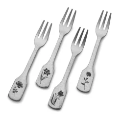 Matte Floral Set of 4 Appetizer Forks