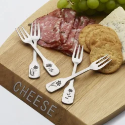 Matte Floral Set of 4 Appetizer Forks