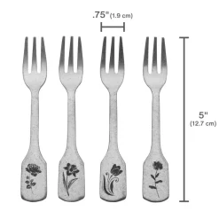 Matte Floral Set of 4 Appetizer Forks