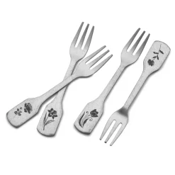 Matte Floral Set of 4 Appetizer Forks
